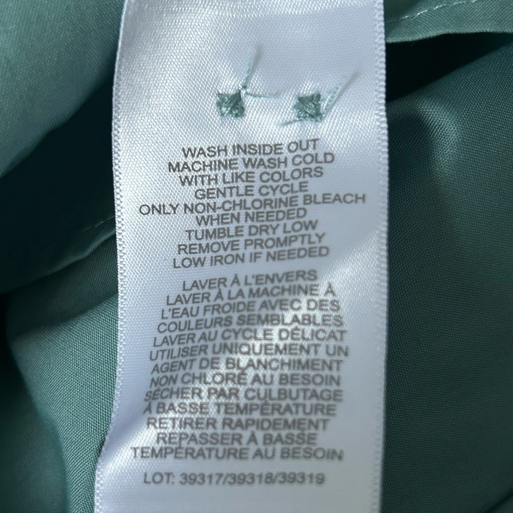 🔥🆕🔥 French Connection Teal Long Sleeve Henley Blouse - Size L - Picture 8 of 8